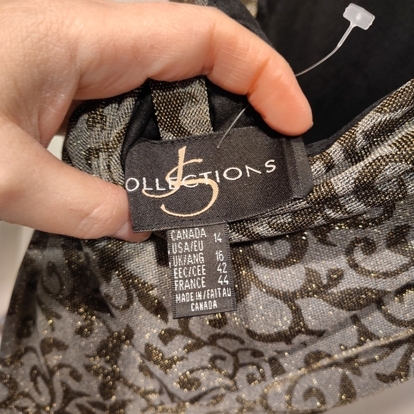 JS Collections Gold Sparkle Formal Column Maxi Dress 14- Low Back Y2K Fairy Prom - Picture 7 of 8